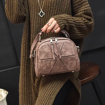 

2019 New Women's Bag Fashion Splicing Triangle Handbag Small Square Bag Trend Retro One Shoulder Messenger Bag