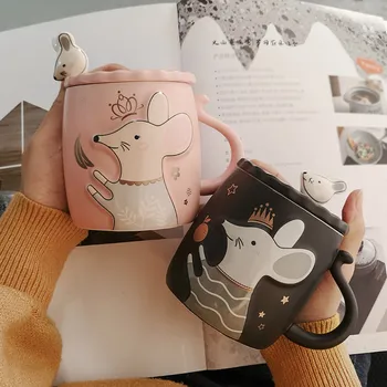 

Cute Cartoon Mug Creative Ceramic Handmade Large Capacity Coffee Animal Couple Mug Funny Tasse A Cafe Kitchen Drinkware DB60MK