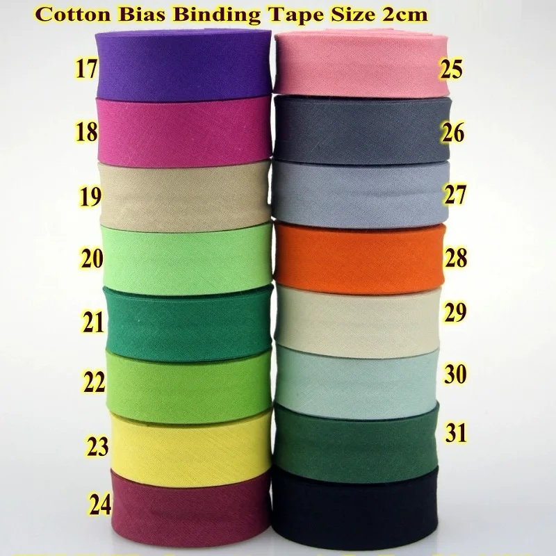Free-shipping-100-Cotton-Bias-tape-size-20mm-width-3-4-12-color-25yds-fold-tape