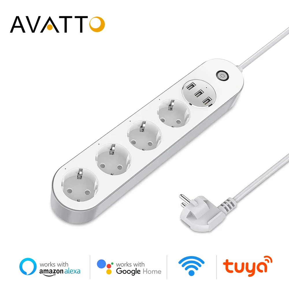 AVATTO Wifi Smart Power Strip with USB4 EU Standard OutletsTuya Smart Life APP Remote controlwork with AlexaGoogle home