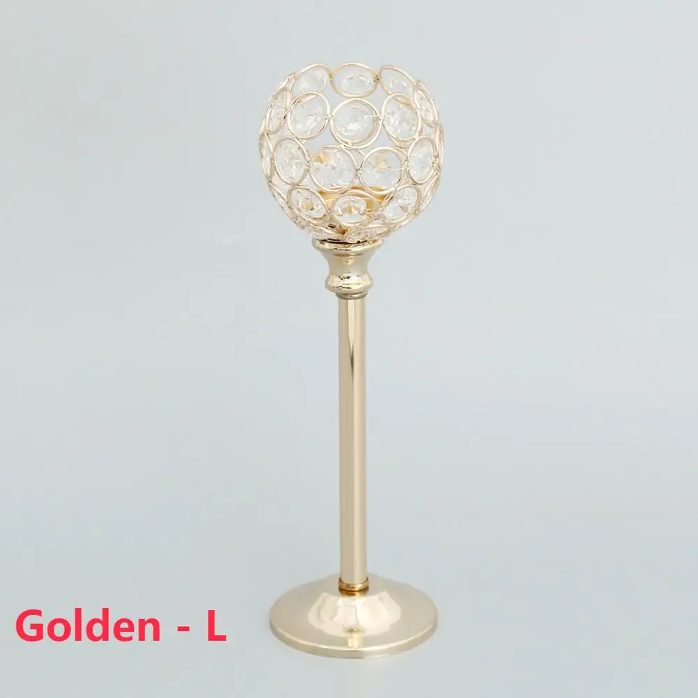 Golden- L Crystal Metal Candle Holder Candlestick Wedding Holidays Christmas Events Tabletop Decor Ornament Votive Tea Light Diamante - Цвет: Golden- L