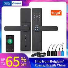Tuya-Cerradura biométrica por huella dactilar, cierre inteligente de seguridad con wifi, APP, desbloqueo RFID con contraseña, para puerta, hoteles, electrónico