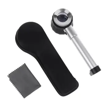

10X 10X Magnifier Loupe Lens with Scale LED Light Handheld Reading Holding Metal Magnifying Glass for textile print jewelry