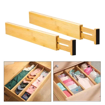 

Adjustable Natural bamboo Household Kitchen Bedroom Organiser Space-saving Division Tool Drawer Dividers Partition Spring Loaded