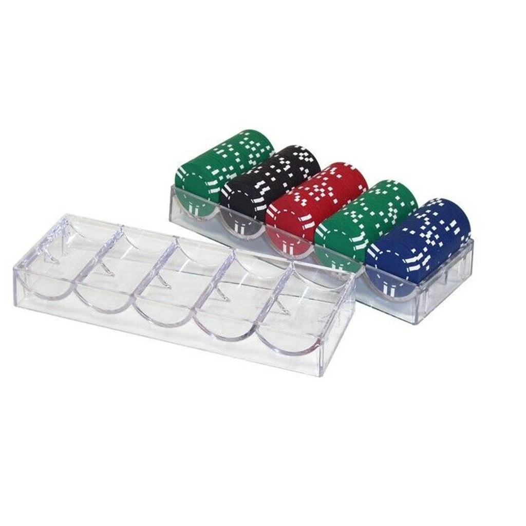 Stackable Acrylic Clear Poker Card Game Chip Tray 100 Chips Holder No Lid