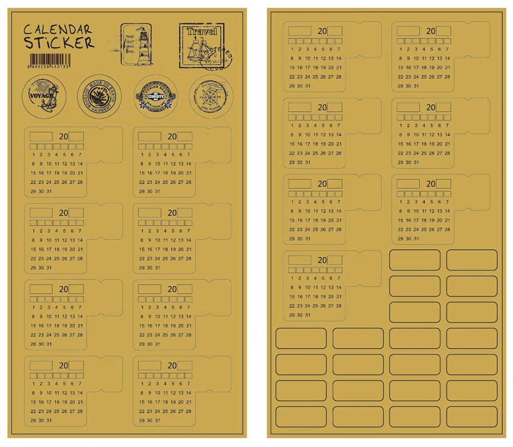 2 Sheets 2024-2025 Calendar Stickers Kawaii Monthly Calendar Stickers  Bookmark Notebook Agenda Planner Index Labels