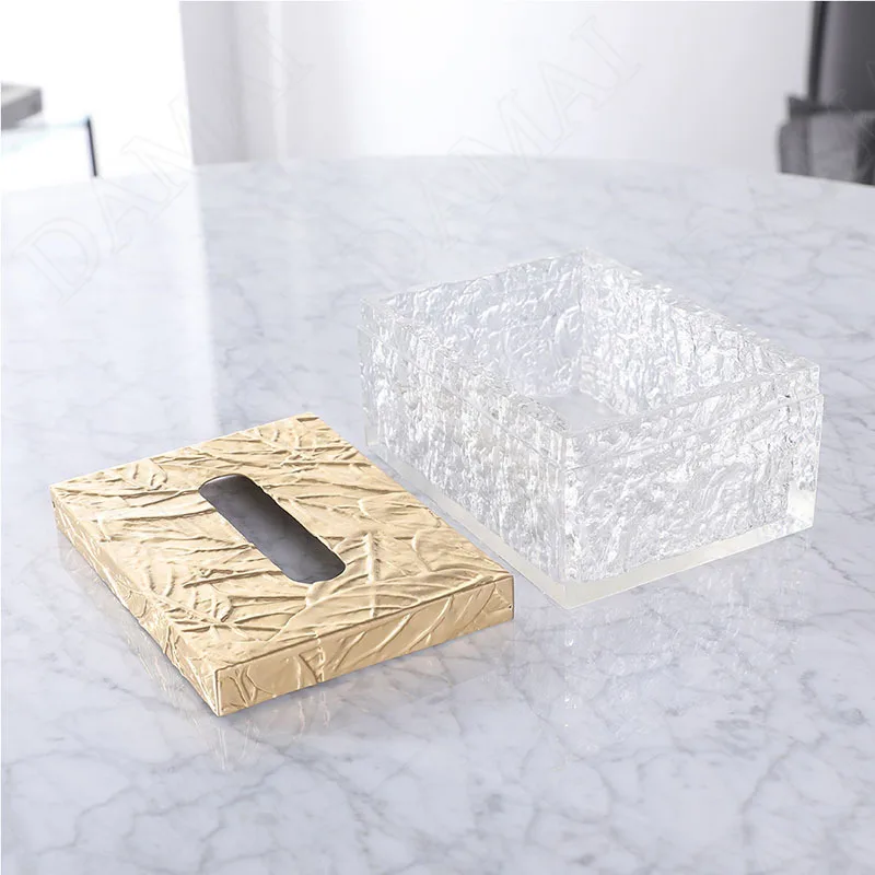 European Crystal Resin Tissue Box Creativity Relief Decorative Living Room Modern Paper Boxes Hotel Front Desk Tissues Organizer 3