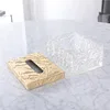 European Crystal Resin Tissue Box Creativity Relief Decorative Living Room Modern Paper Boxes Hotel Front Desk Tissues Organizer 3