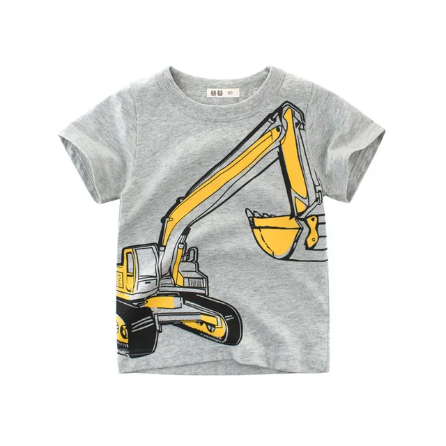 2-10Y Cartoon Print Baby Boys T Shirt for Summer Infant Boy Excavator T-Shirts Short Sleeves  3