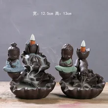 Держатель для благовоний,, Западная задняя часть, три священных листа лотоса, курильница, Бытовая керамика, ручная работа, подарок, предметы мебели