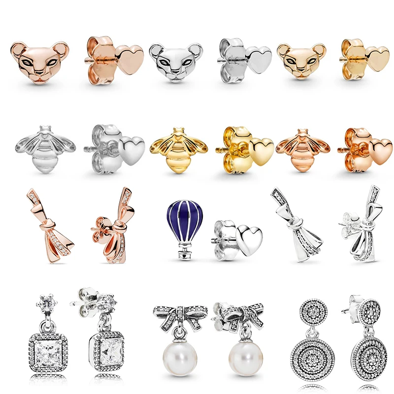 Роскошные циркониевые серьги-гвоздики с пчелами и львом, Кристальные серьги с воздушным шаром для женщин, детей, девочек, модные ювелирные изделия, подарок