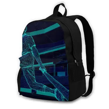 

Laptop Backpack Women Canvas Backpack School Teenagers Casual Travel Baseball Player After Hitting A Ball Dark Blue Print Bags