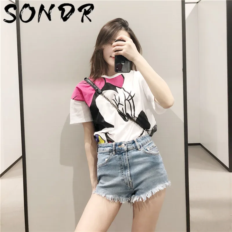 Summer Fashion T-shirt Women harajuku streetwear cartoon print Lion King O-neck loose angel tshirt Female Tops plus size