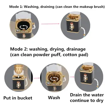 

ELECTRIC MAKEUP BRUSH CLEANER SPINNER MACHINE - Electronic Mini Washing Machine Shape Automatic Makeup Brush Cleaner Dries Deep