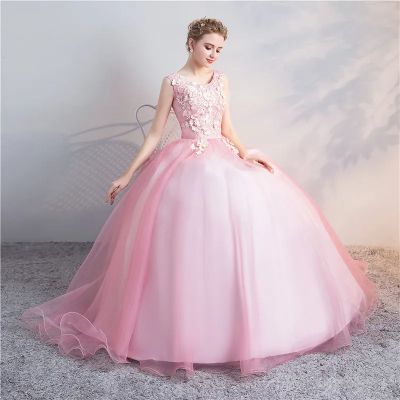 Vestidos de 15 anos розовые Бальные платья Пышные Платья кружевные вечерние платья с аппликацией vestidos de 15 Anos Sweet 16