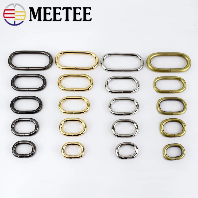 5/10 шт. овальная металлическая сумка Meetee с круглым кольцом ремень тесьма застежка