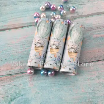 

5/10/30/50pcs Empty Rabbit Hot Air Balloon Blue Sky Round Paper 12.1mm Lipstick Tube Lip Balm Container Lipstick Shell Packaging