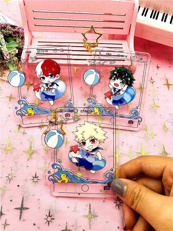 Anime My Hero Academia Key Chain Acrylic Izuku Midoriya Katsuki Bakugou Shouto Todoroki Key Chains Aliexpress
