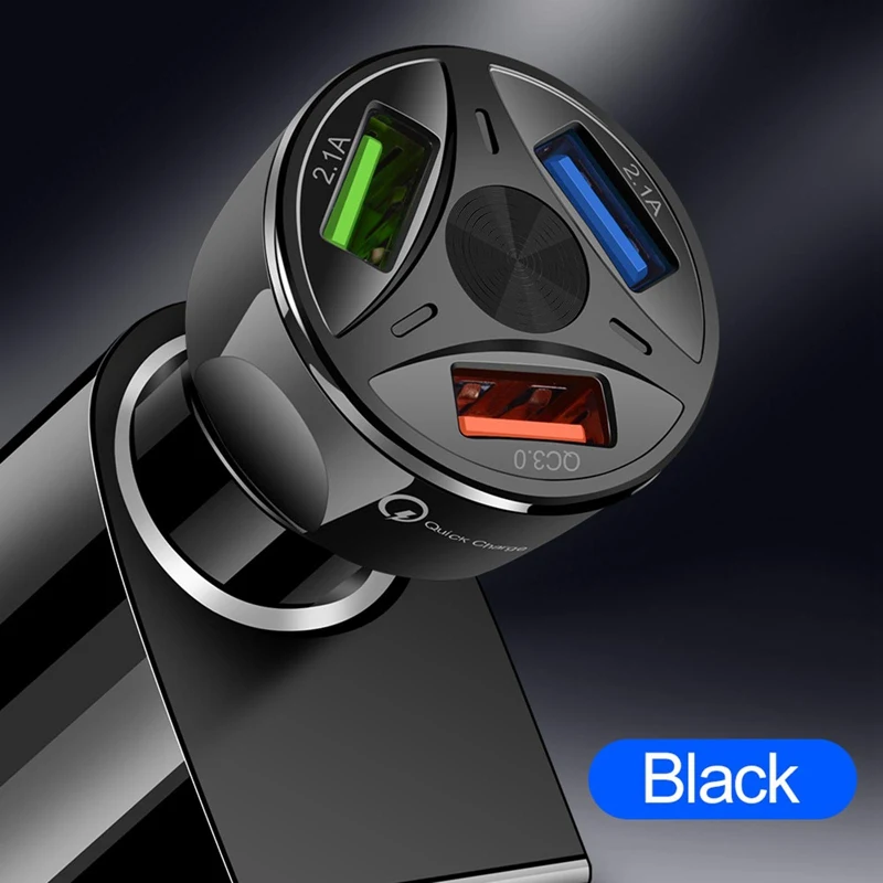 

Car Charge Quick 3 Ports Charger Adapter USB Fast Charging Socket For iPhone Xiaomi Huawei Mobile Phone Auto Parts