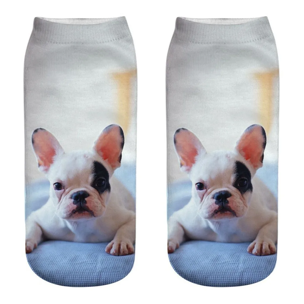 3d Novelty Crazy Funny Dog Ankle Socks Cute Colorful Cartoon Low Cut Socks Warm Cotton Printed Socking Short Носки #40