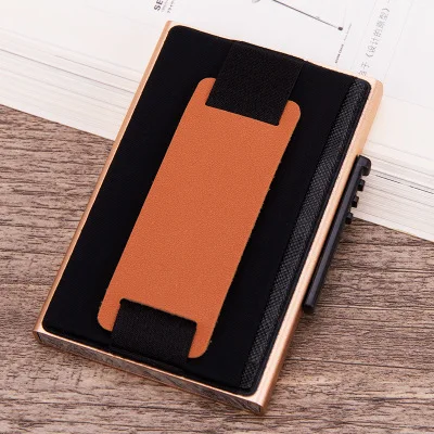 FOROCH алюминиевый кошелек Карманный ID держатель для карт Rfid Блокировка мини металлический кошелек автоматический всплывающий чехол для кредитных карт Защита 684 - Цвет: gold-A