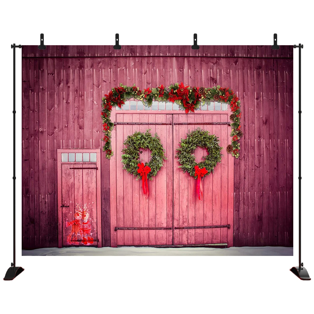 

Christmas BackdropPink house door Backdrops Party Decoration Background Xmas Backgrounds