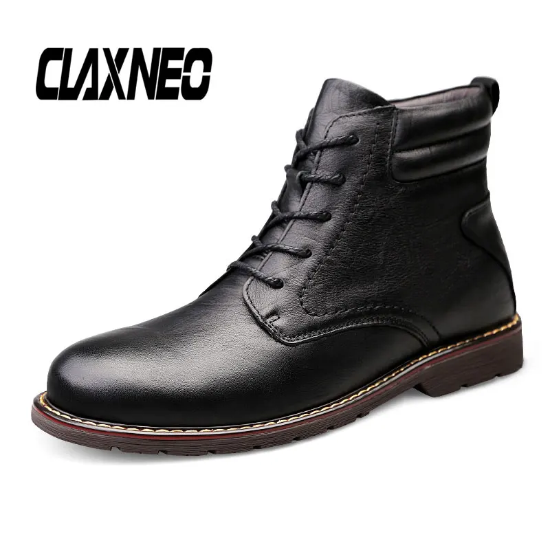 CLAXNEO/мужские ботинки из натуральной кожи; сезон осень; мужская кожаная обувь с высоким берцем; коллекция года; зимние ботинки с Плюшевым Мехом; Теплая обувь; большие размеры