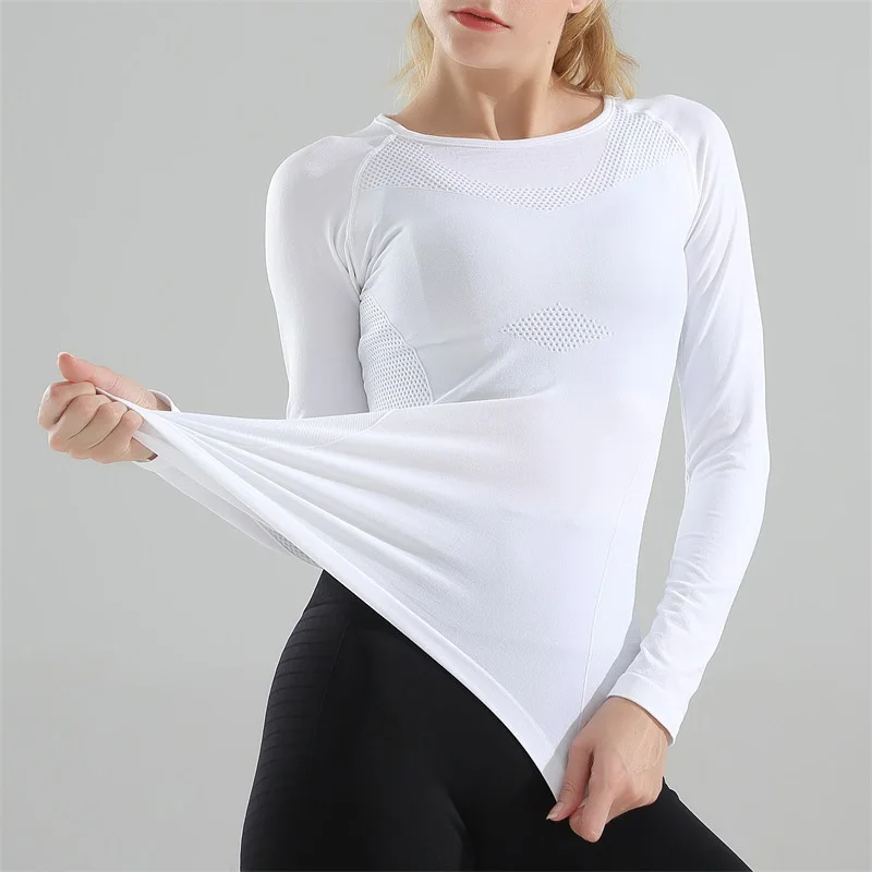 Осень Для женщин длинный рукав, для йоги рубашка быстросохнущие футболки, топы хлопковая футболка с коротким рукавом, одежда для спортивного зала Джерси для бега женские футболки, топы