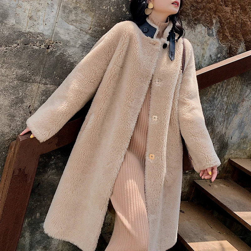

Real Fur Coat Sheep Shearling Fur 100% Wool Jacket Autumn Winter Coat Women Clothes 2019 Korean Streetwear Suede Lining ZT3499
