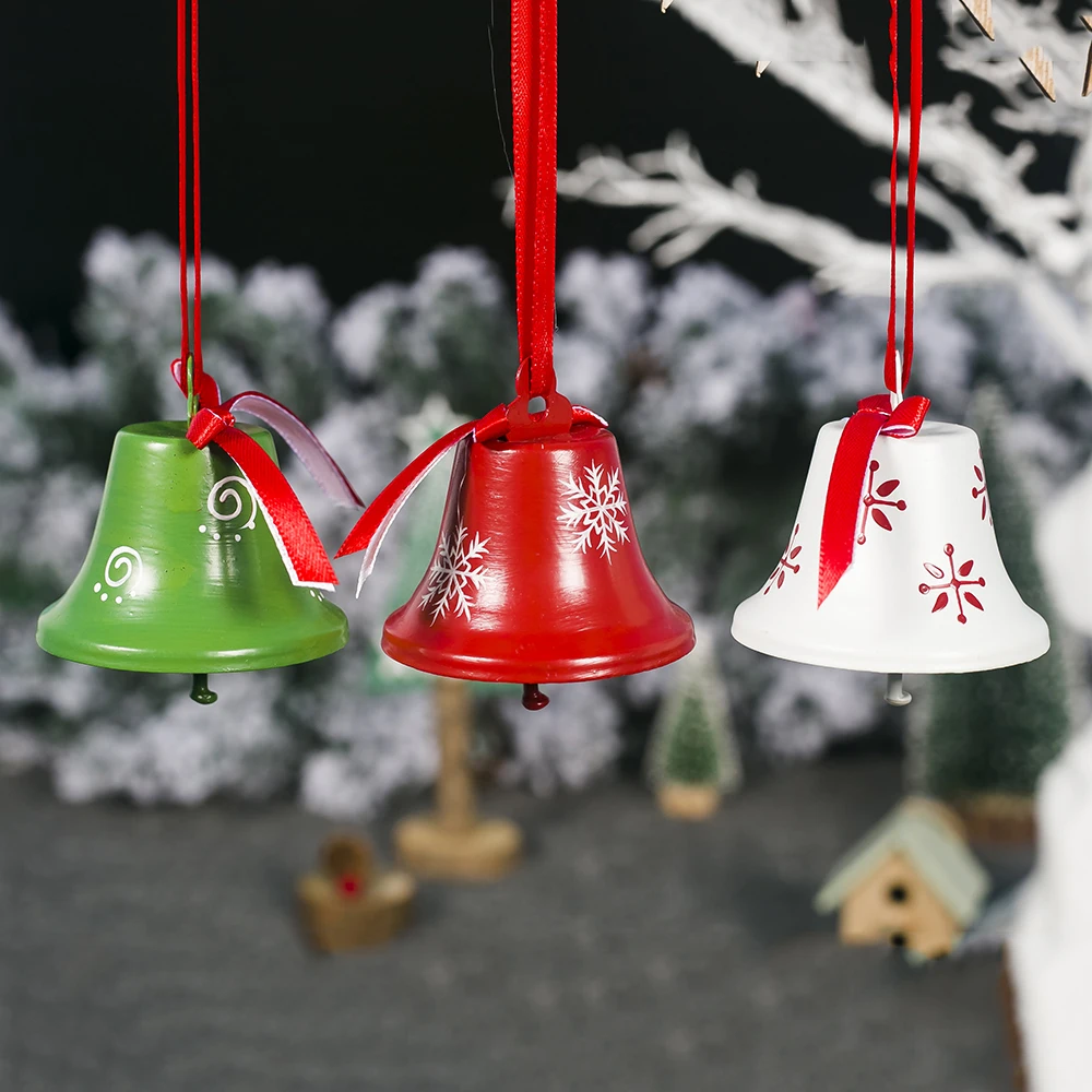 3 шт./упак. креативные металлические колокольчики 6,5 см с принтом снежинки Красочные Леггинсы с изображением елок Декор подвеской рождественские вечерние украшения для дома