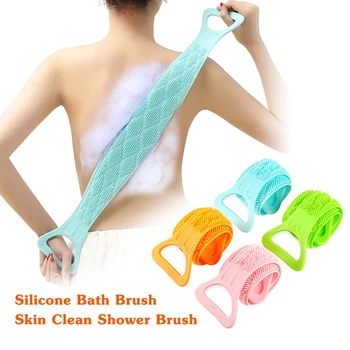 

Silicone Brushes Bath Towels Wash Scrub Rubbing Back Mud Peeling Body Massage Shower Extended Scrubber Skin Clean Shower Brush
