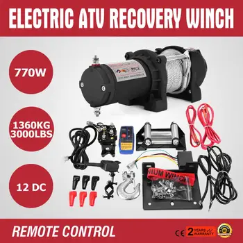 

Heavy Duty 3000lbs Electric Winch 12volt Recovery Puller With Wireless Remote