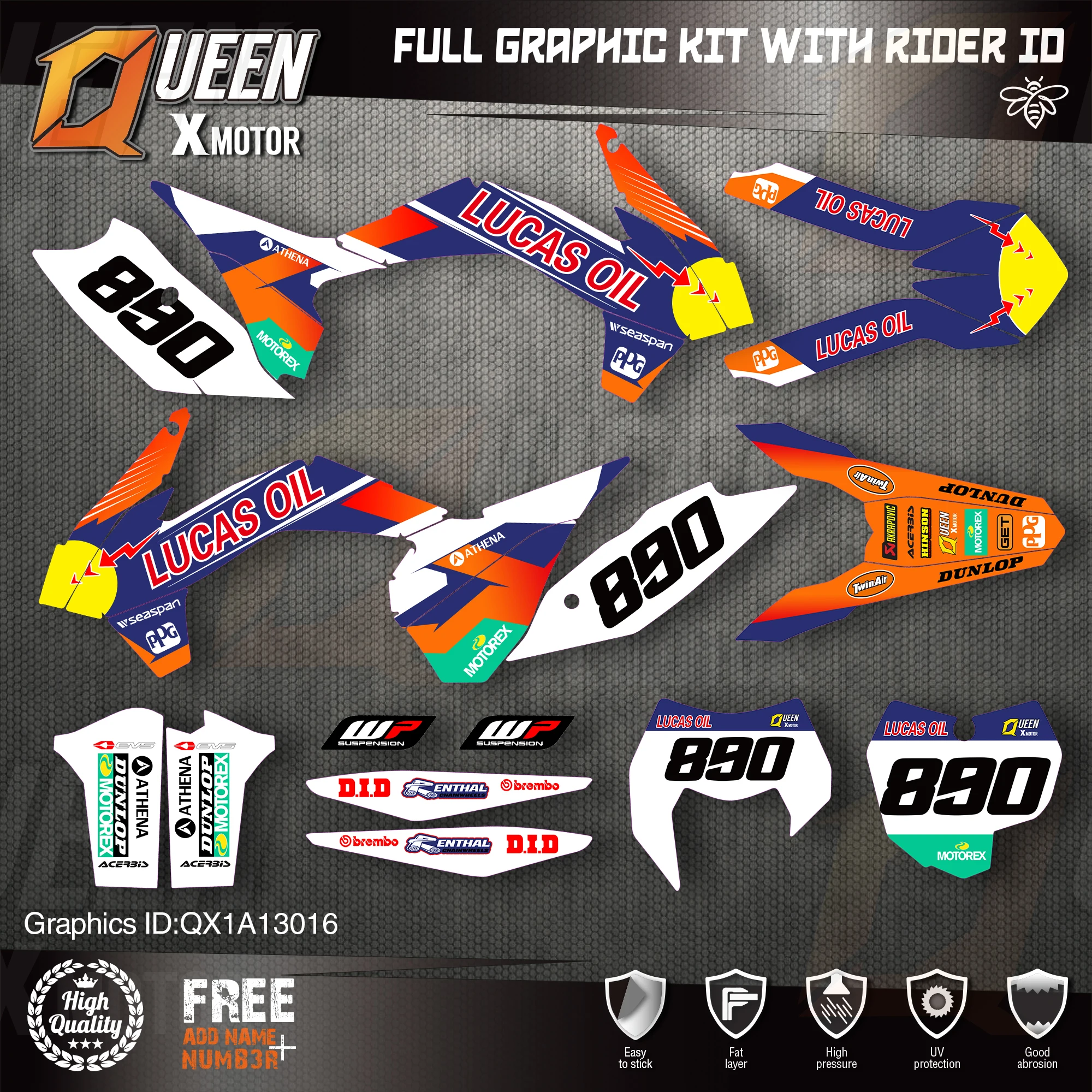 QUEEN X MOTOR Custom Team графические наклейки 3M Набор наклеек для KTM 2013 2014 2015 SX SXF 2016 EXC XC W