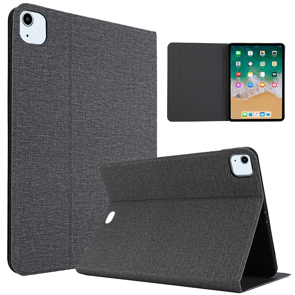 

Two-fold Cloth Pattern Flat Tablet Protective Cover For iPad Air 4 10.9" 2020 Ultra-thin Shockproof Anti-dirt