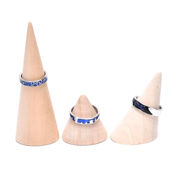 

5styles Natural Wood Ring Finger Showcase Stand Organizer Jewelry Holder Display Storage