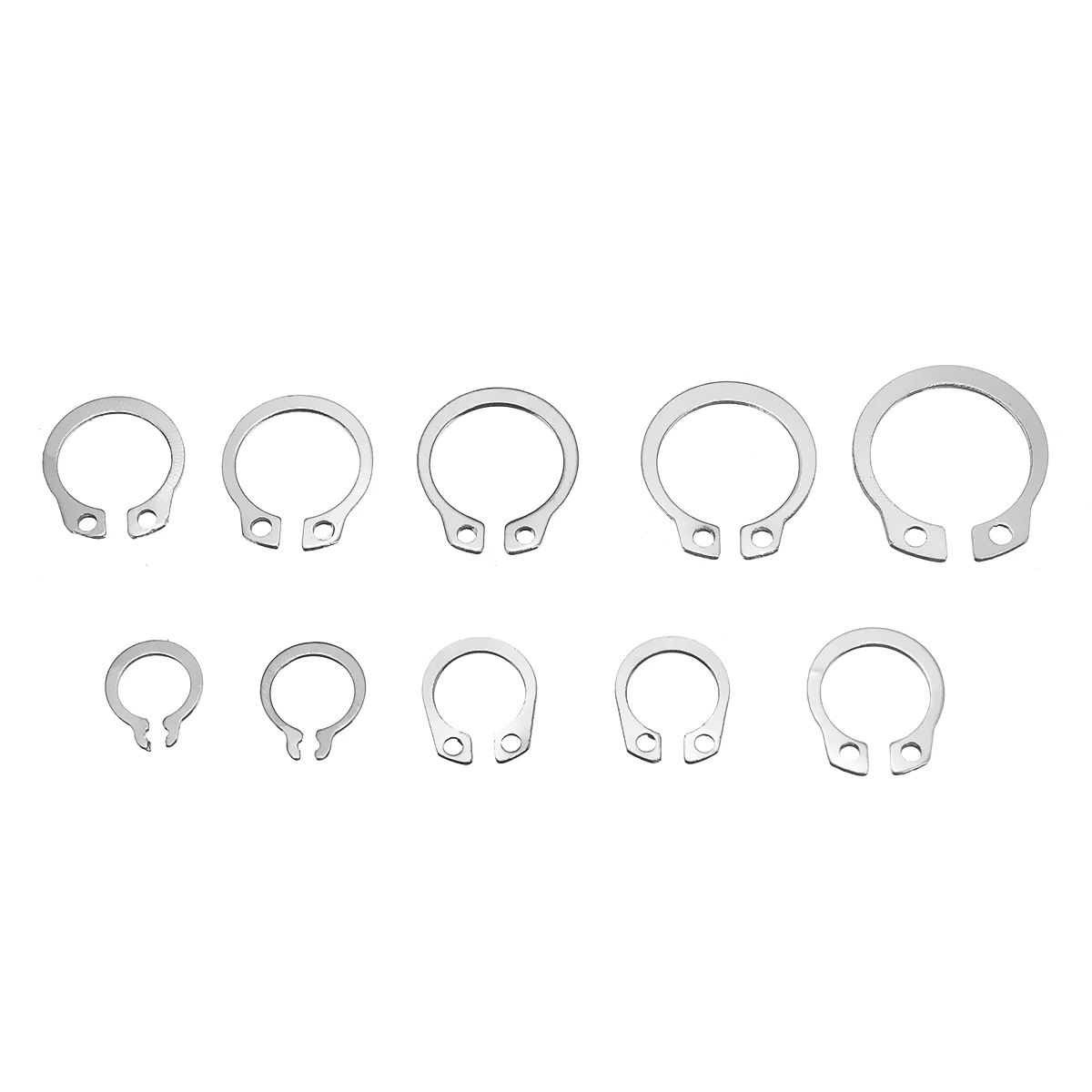 100pcs Snap Retaining Ring Circlip Carbon Steel M8-M18 Assortment Kit Internal External Retaining Circlips C-clip Washers