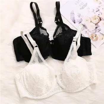 

5 Colors Lace Bra Patchwork Mesh Brassiere Fashion Seamless Women Underwear Floral Wireless Adjusted Straps Plus Size C D Bras