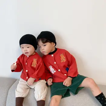 

5519 Hot Popular Children Sweaters Autumn Winter Cartoon Baby Boys Girls Cardigan 1-4T Toddler Kids Knitted Clothes with Pocket