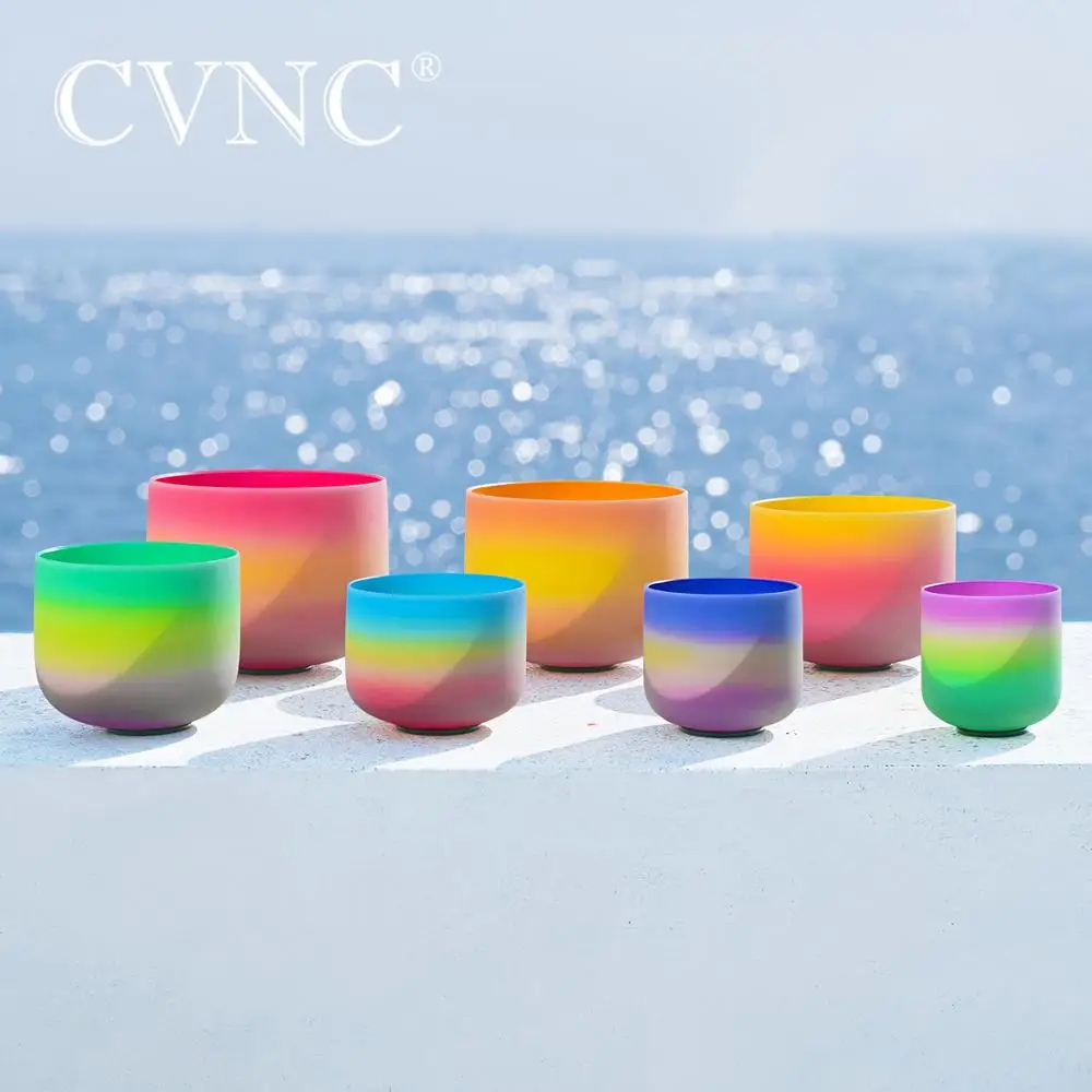 Хрустальная Поющая чаша CVNC 6 12 дюймов 432 Гц с радужным цветом Note cdefab|set of|chakra setset |