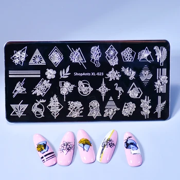 

ShopAnts Nail Stamping Plates Geometry Stripe Deer Bird Rose Butterfly Flower Pattern Stencil Mold Nail Art Stamp Templates