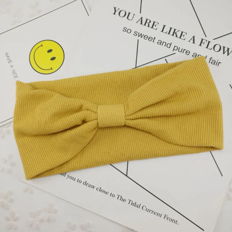 style 2 yellow Бархатная Зимняя Детская повязка на голову; сезон осень-зима; однотонные вязаные мягкие эластичные повязки на голову для маленьких девочек; аксессуары для волос - Цвет: style 2 yellow
