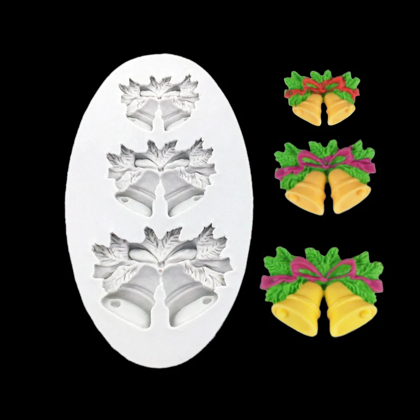Jingling Glocke Weihnachten Silikon Sugar craft Form Set Fondant Kuchen Dekorations werkzeuge – Detail 1
