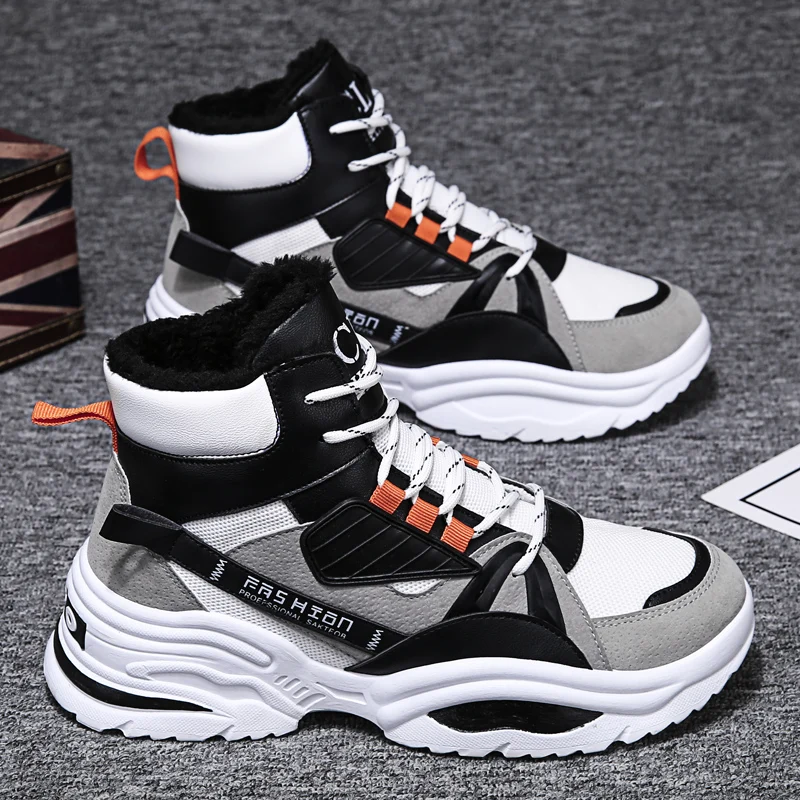 2020 Warm Men's Winter Running Shoes Colorful Athletic Male Sneakers Plush Fur Insole Snow Boots Fitness Fashion Footwear Brand | Спорт и