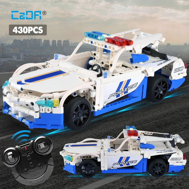 Cada 430 шт. город полицейский RC автомобиль модель строительные блоки техника