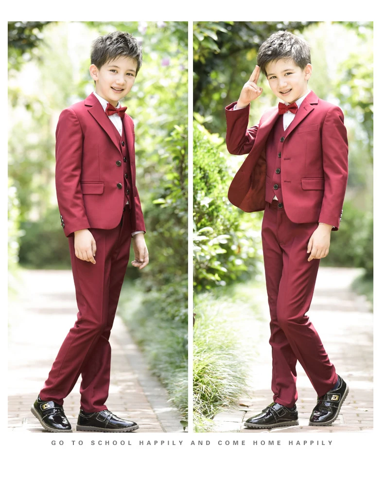 New fashion Boys 4Pcs Winter Clothing Set British Style School Boys Waistcoat Uniform Suit with Shirt Boys Wedding Suit