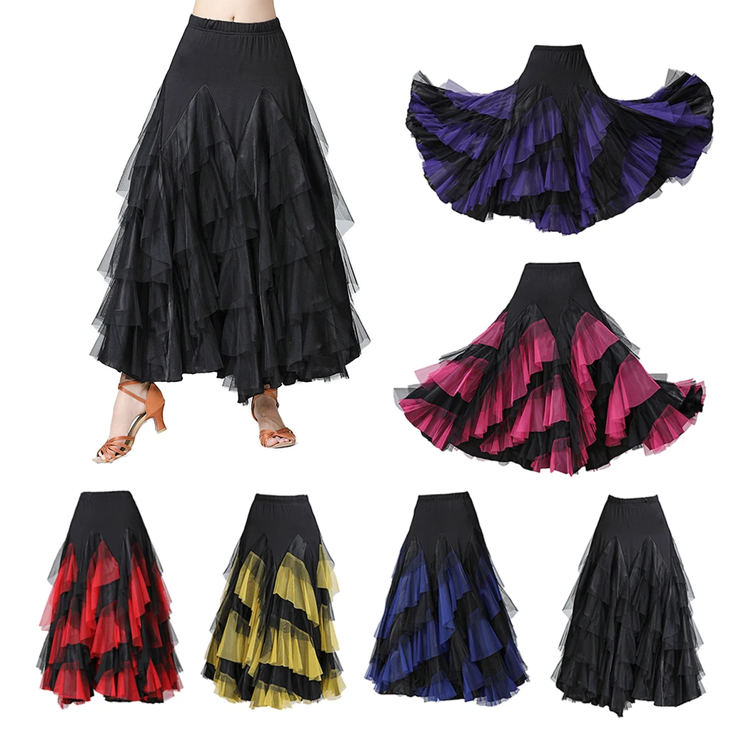 Flamenco Skirt Ballroom Waltz Dance Clothes Modern Costumes For Women