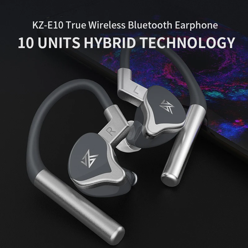 KZ E10 TWS настоящий беспроводной Гибридный Драйвер 1DD+ 4BA Bluetooth наушники бас спортивный наушник Apt-X встроенный двойной микрофон гарнитура