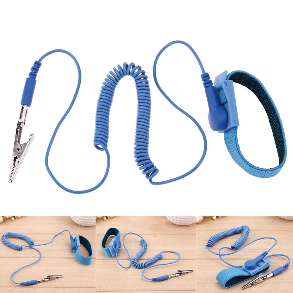 

Adjustable Anti Static Bracelet Safety Work Electrostatic ESD Discharge Cable Reusable Wrist Band Strap Hand With Grounding Wire