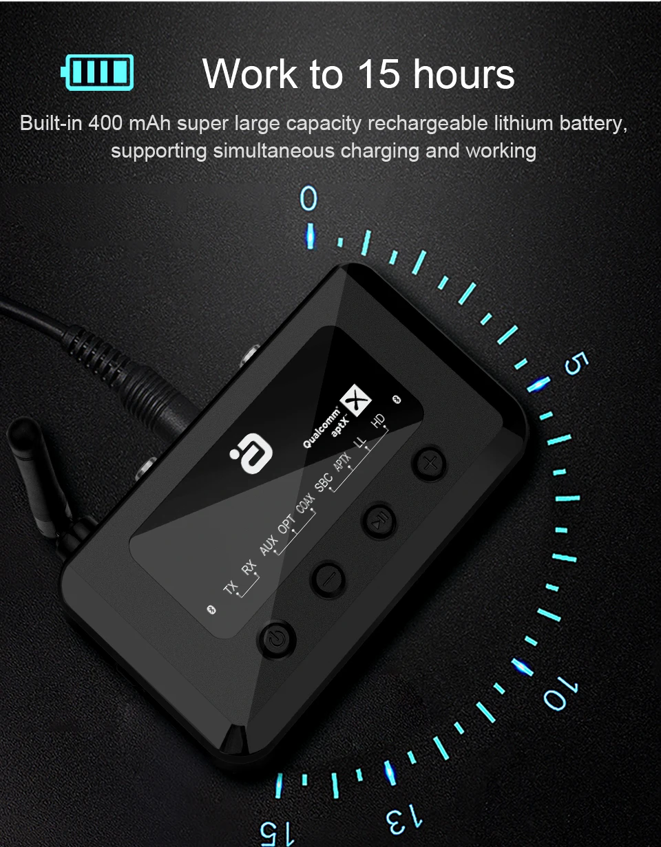 MR265 Bluetooth 5 0 HD аудио приемник передатчик aptX LL /HD 2 в 1 адаптер для ТВ/колонки/PC