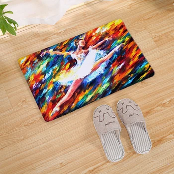 

New Color Painting Print Pattern Mat Anti-slip Floor Carpet Door Mat Bathroom Kitchen Entrance Carpet Home Decoration 80CM